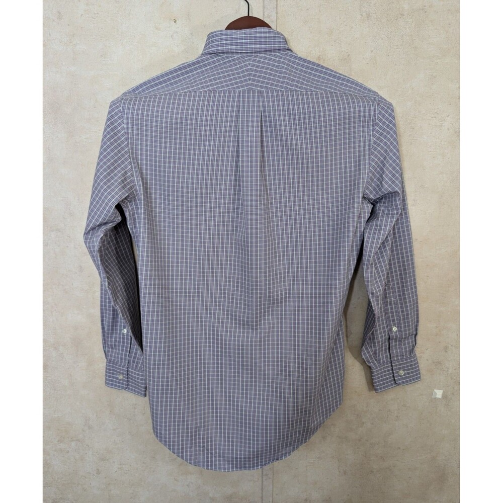 Lands' End Shirt Mens 15-33 M Purple Plaid No Iron Oxford Button Down Preppy - Picture 3 of 8